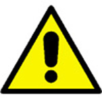 Znak: Oglny znak ostrzegawczy (ostrzeenie, ryzyko niebezpieczestwa)..
